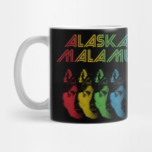 Cool Retro Groovy Alaskan Malamute Dog Mug